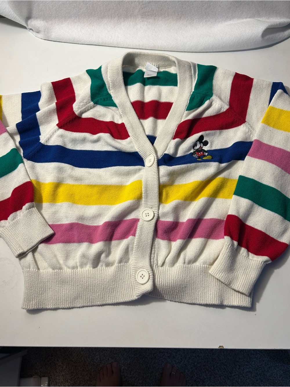 Disney 100 Anniversary Multi-Stripe Button Cardigan with Embroidered Mickey